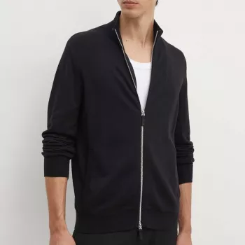 Armani Exchange Men’s Black Zip Cardigan: Clean Layer