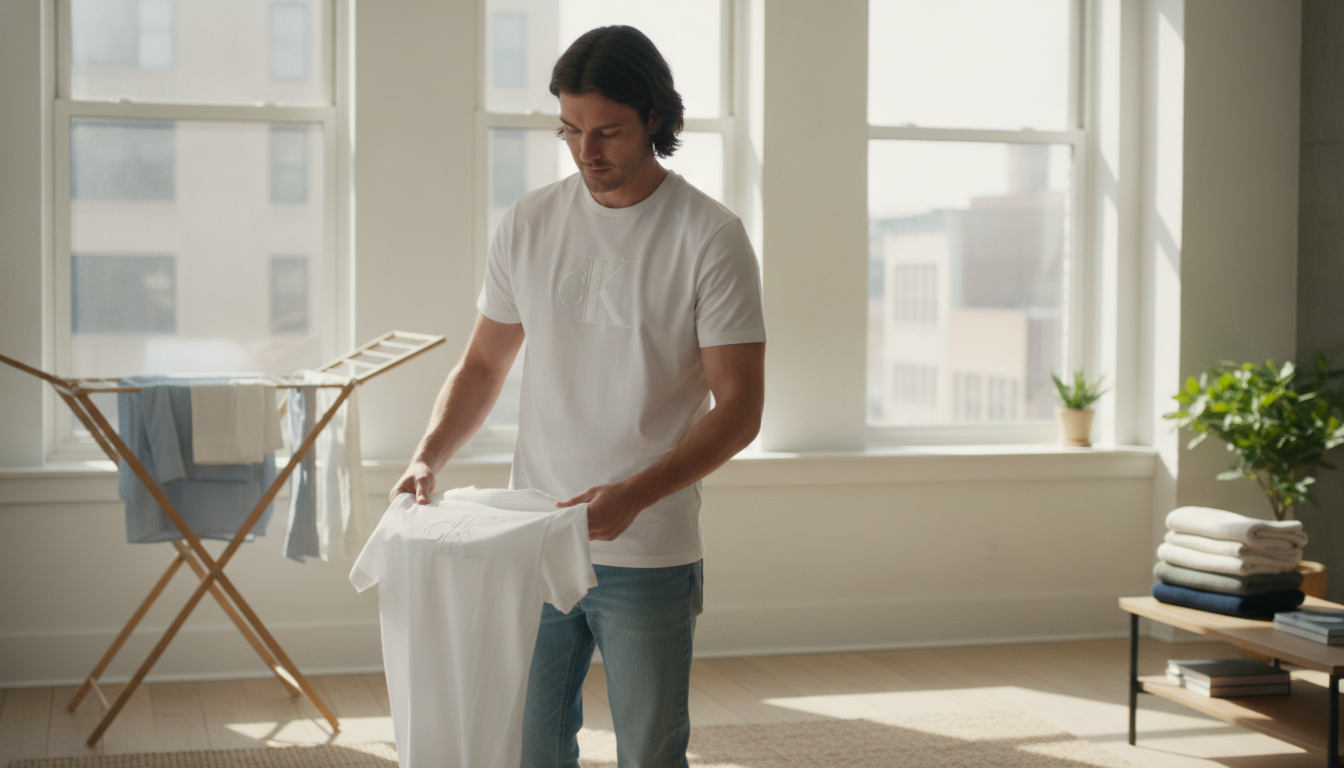 Calvin Klein Jeans Men’s White Cotton Tee: Fit & Care