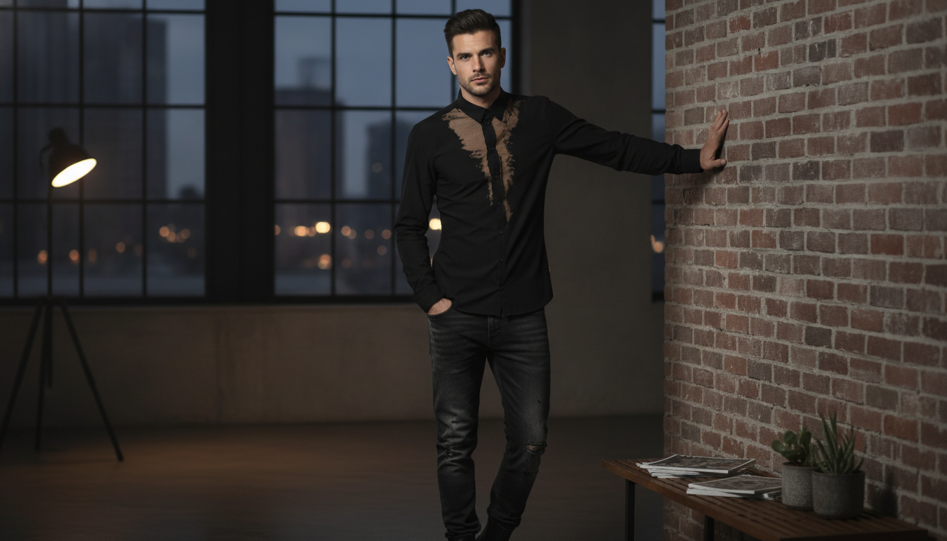 Diesel Black Long Sleeve Shirt: Cotton Blend Modern Fit