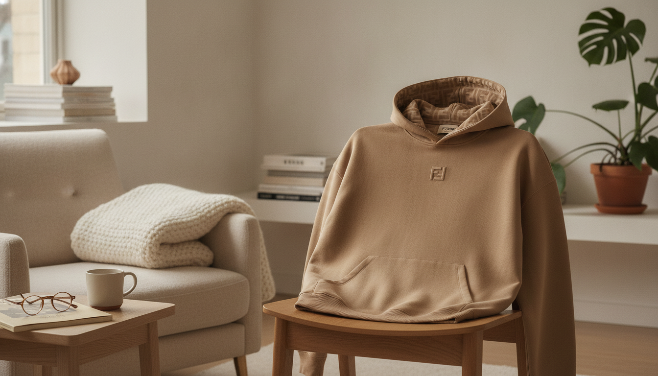 Fendi Beige Cotton Hoodie: Subtle Outside, FF Within