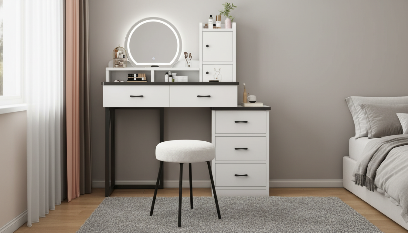 Nordic Luxe Dressing Table & Stool Set for Bedrooms
