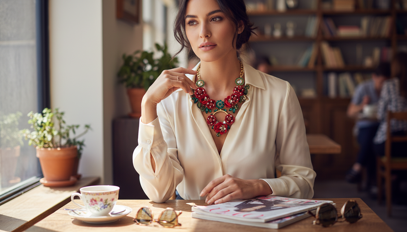 How to Style a Dolce & Gabbana Multicolor Crystal Necklace